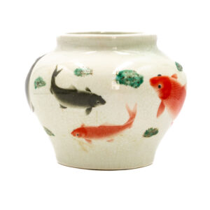 Ázsiai stílusú, koi halas porcelánedény